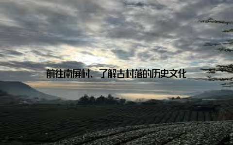 前往南屏村, 了解古村落的历史文化